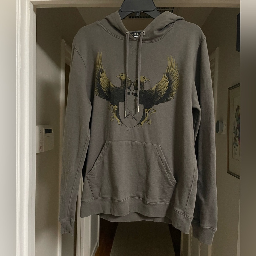 GUC The Kooples Sport Grey Hoodie with Eagle Graphic